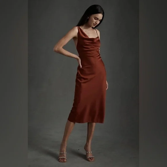 NWT BHLDN August Satin Charmeuse Midi Bridesmaid Dress - Picture 4 of 4